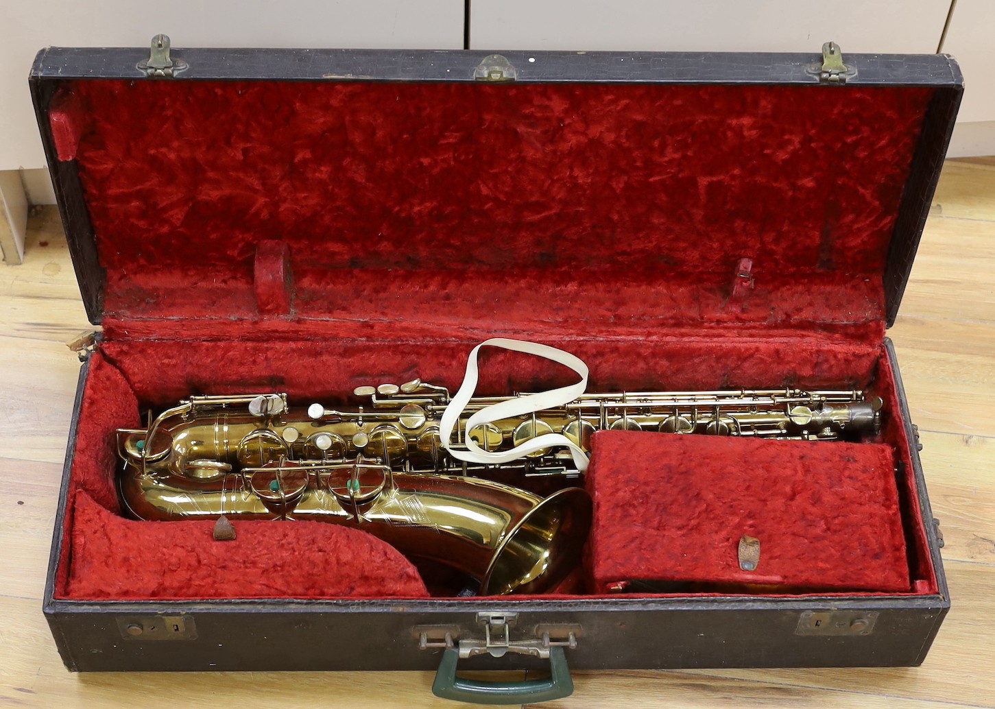 A cased Selmer Pennsylvania special tenor saxophone